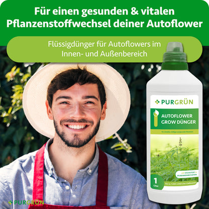 Flüssigdünger für Autoflowers im Innen- und Außenbereich, ausgewiesen für einen gesunden und vitalen Pflanzenstoffwechsel.