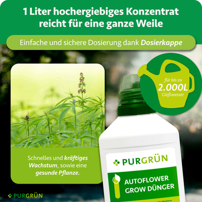 1 Liter Konzentrat reicht für bis zu 2.000 Liter Gießwasser; die Dosierkappe ermöglicht eine einfache und sichere Dosierung.