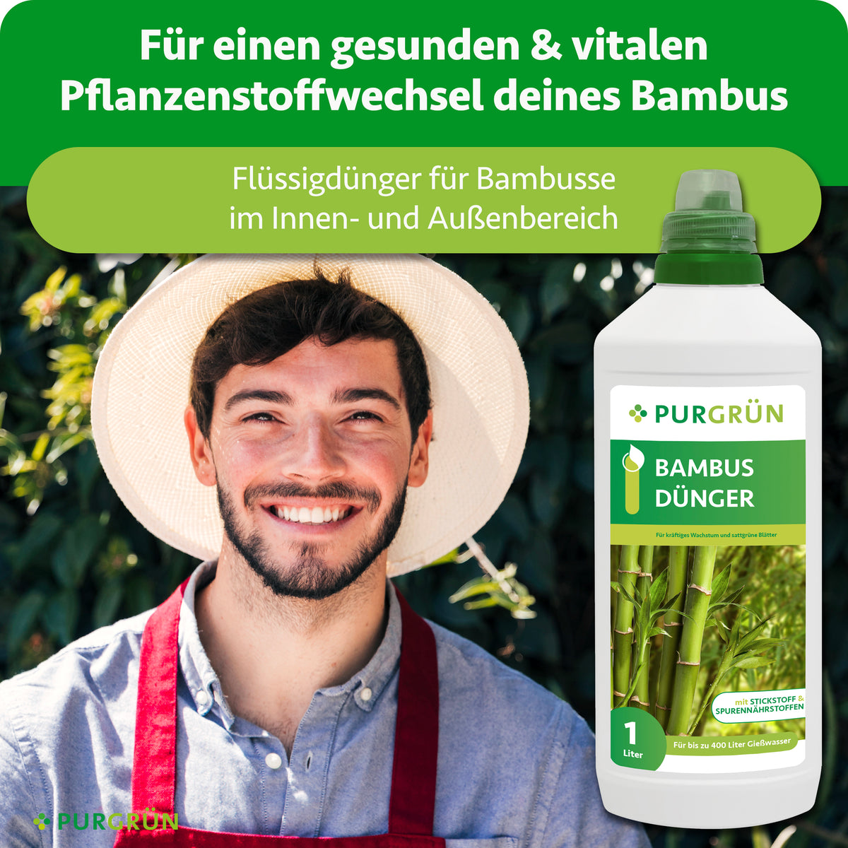 Flüssigdünger für Bambus im Innen- und Außenbereich, vorgesehen für einen gesunden und vitalen Pflanzenstoffwechsel.