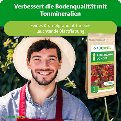 Tonmineralien verbessern die Bodenqualität; feines Krümelgranulat unterstützt eine leuchtende Blattfärbung.