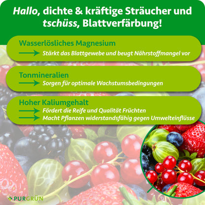 Wasserlösliches Magnesium stärkt das Blattgewebe und beugt Nährstoffmangel vor; Tonmineralien und Kalium fördern Wachstumsbedingungen, Fruchtreife und Widerstandsfähigkeit.