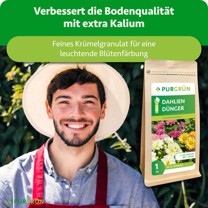 Extra Kalium verbessert die Bodenqualität; feines Krümelgranulat fördert eine leuchtende Blütenfärbung.