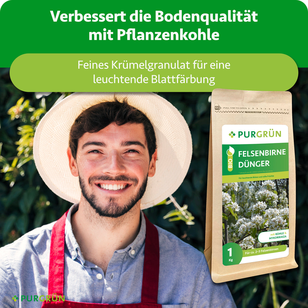 Pflanzenkohle verbessert die Bodenqualität; feines Krümelgranulat sorgt für eine leuchtende Blattfärbung.