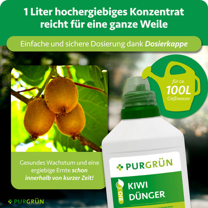 1 Liter Konzentrat reicht für ca. 100 Liter Gießwasser; die Dosierkappe ermöglicht eine einfache und sichere Dosierung.