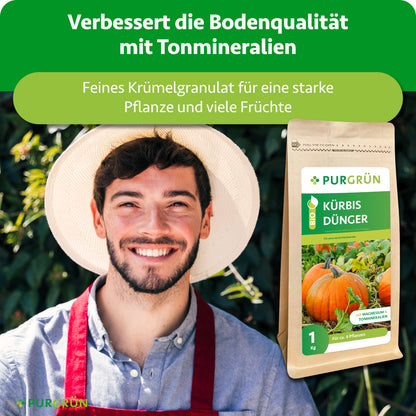 Feines Krümelgranulat mit Tonmineralien verbessert die Bodenqualität und unterstützt kräftige Pflanzen mit vielen Früchten.