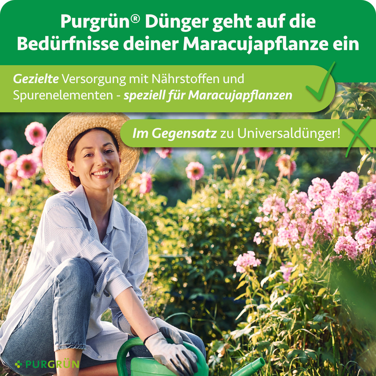 Gezielte Versorgung mit Nährstoffen und Spurenelementen speziell für Maracujapflanzen statt Universaldünger.