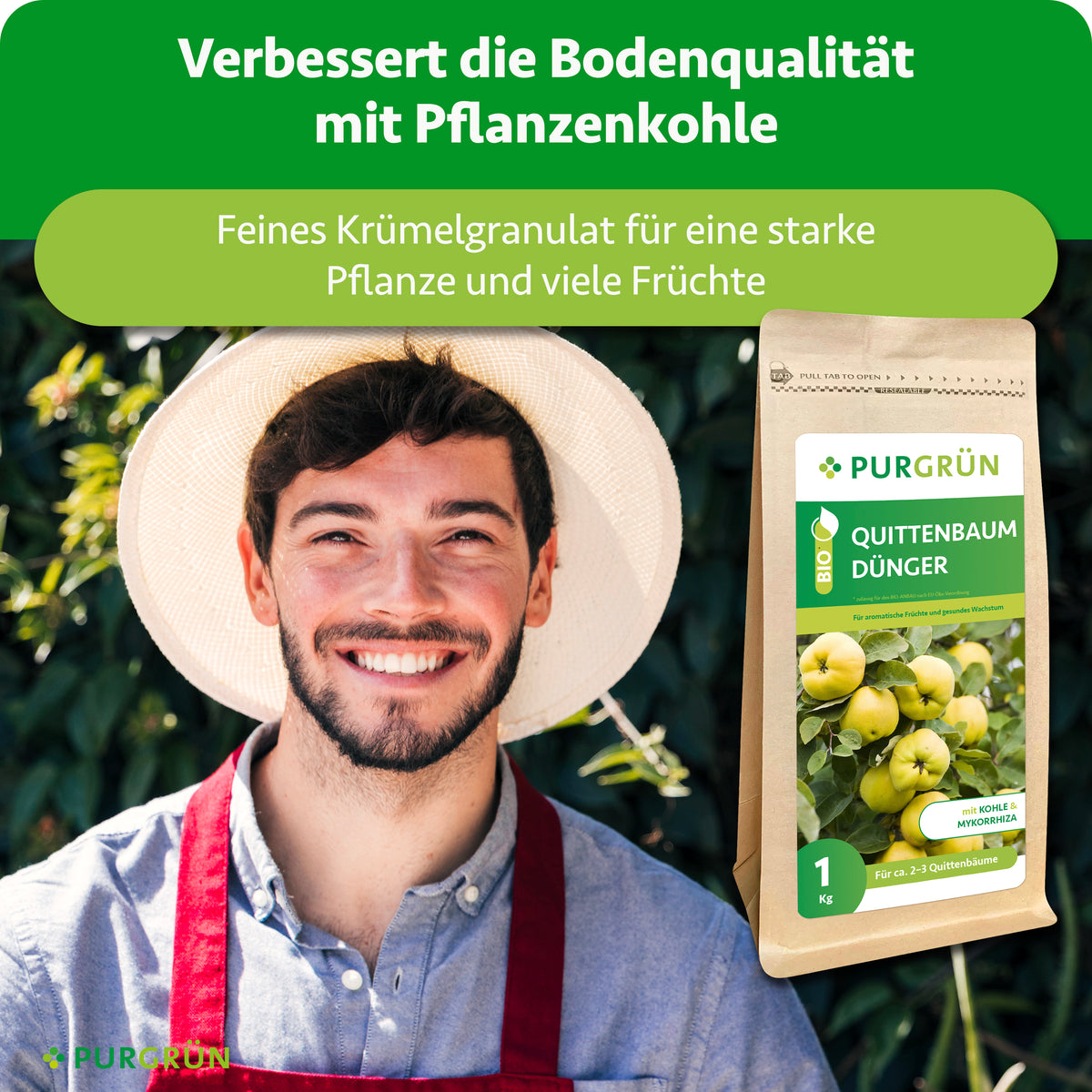 Pflanzenkohle verbessert die Bodenqualität; feines Krümelgranulat für eine starke Pflanze und viele Früchte.