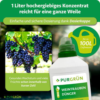 Ein Liter hochergiebiges Konzentrat lässt sich mit der Dosierkappe abmessen und reicht für ca. 100 Liter Gießwasser.