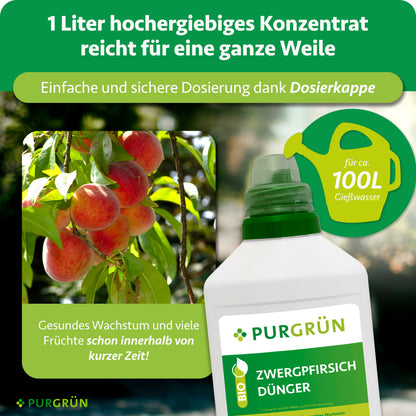 1 Liter Konzentrat reicht für ca. 100 Liter Gießwasser und lässt sich mit der Dosierkappe einfach und sicher abmessen.