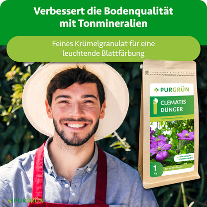 Tonmineralien verbessern die Bodenqualität; feines Krümelgranulat unterstützt eine leuchtende Blattfärbung.