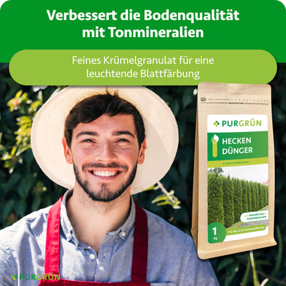 Tonmineralien verbessern die Bodenqualität; feines Krümelgranulat unterstützt eine leuchtende Blattfärbung.
