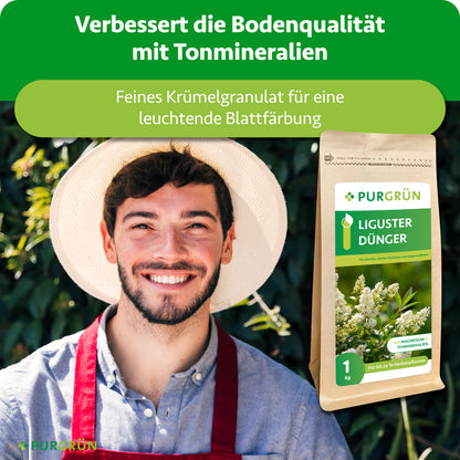 Tonmineralien verbessern die Bodenqualität; feines Krümelgranulat unterstützt eine leuchtende Blattfärbung.