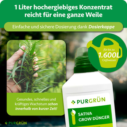 1 Liter Konzentrat reicht für bis zu 1.600 Liter Gießwasser; die Dosierkappe ermöglicht eine einfache und sichere Dosierung.