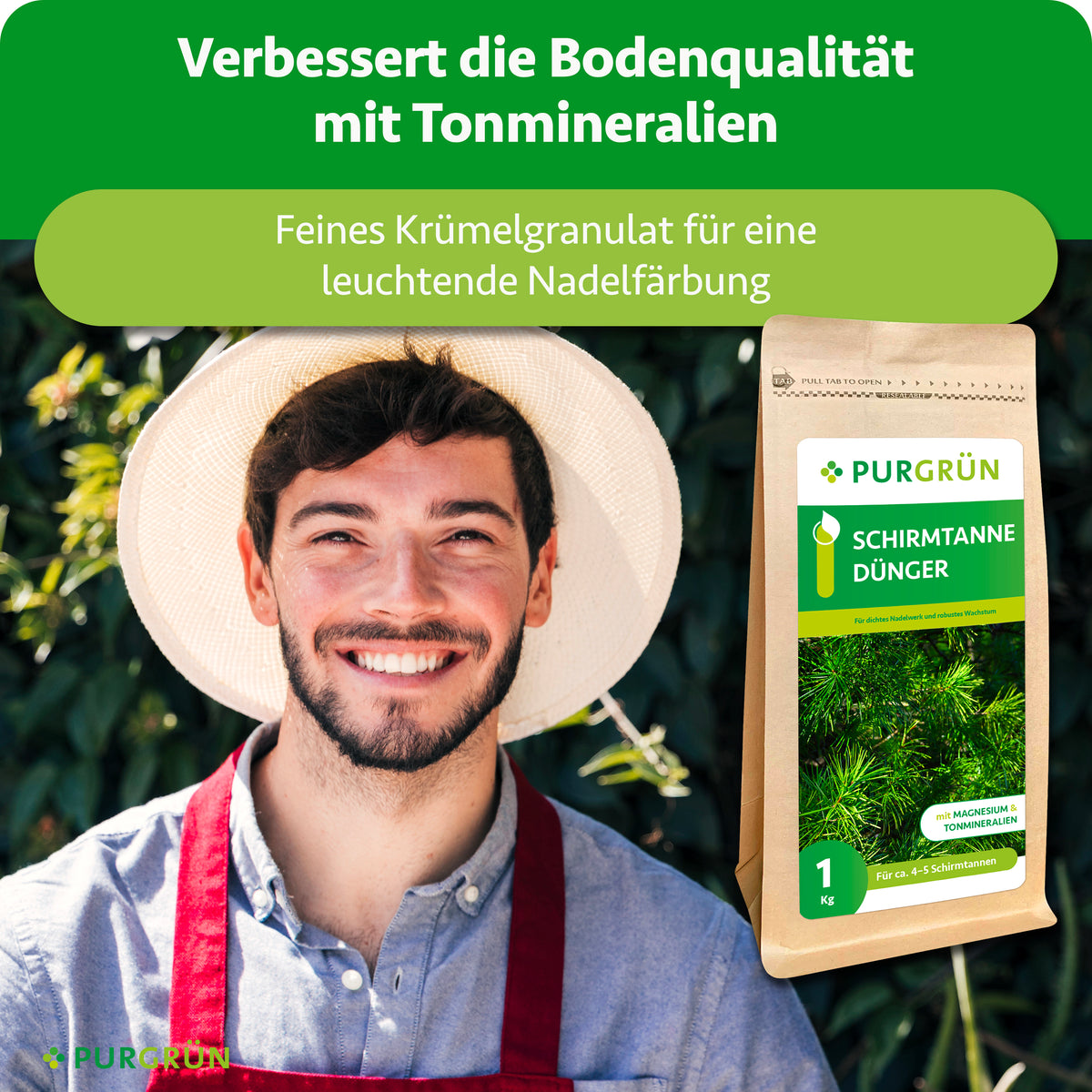 Tonmineralien verbessern die Bodenqualität; feines Krümelgranulat fördert eine leuchtende Nadelfärbung.