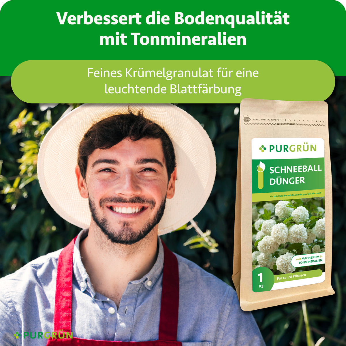 Tonmineralien verbessern die Bodenqualität; feines Krümelgranulat sorgt für eine leuchtende Blattfärbung.
