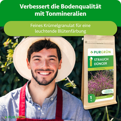 Tonmineralien verbessern die Bodenqualität; feines Krümelgranulat dient einer leuchtenden Blütenfärbung.