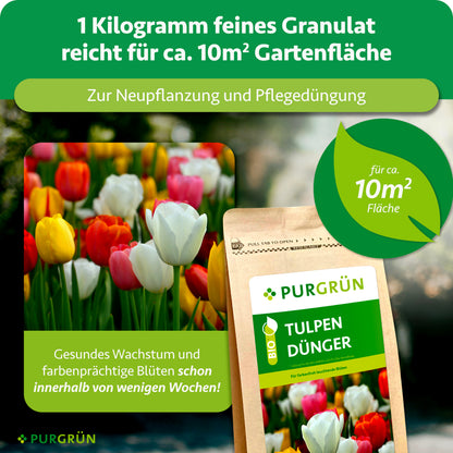 1 kg feines Granulat reicht für ca. 10 m² Gartenfläche und ist zur Neupflanzung sowie Pflegedüngung vorgesehen.