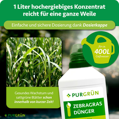 1 Liter hochergiebiges Konzentrat reicht laut Grafik für ca. 400 Liter Gießwasser und lässt sich mit der Dosierkappe einfach und sicher dosieren.