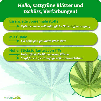 Essenzielle Spurennährstoffe optimieren die Nährstoffversorgung und 7 % Stickstoff unterstützen neue Blätter sowie gleichmäßiges Wachstum. Mit Guano für kräftiges, gesundes Wachstum.