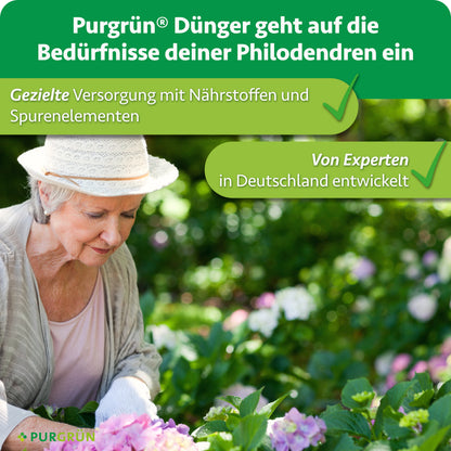 Purgrün Philodendron-Dünger: gezielte Versorgung mit Nährstoffen und Spurenelementen, von Experten in Deutschland entwickelt.