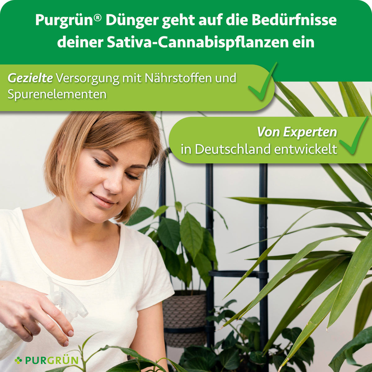 Purgrün Sativa-Dünger-Set: gezielte Versorgung mit Nährstoffen und Spurenelementen, von Experten in Deutschland entwickelt.