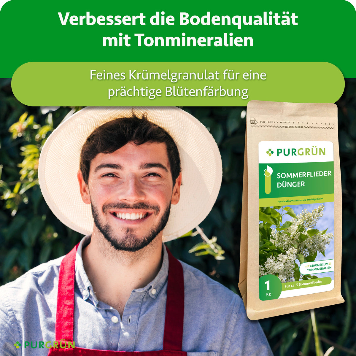 Tonmineralien verbessern die Bodenqualität; feines Krümelgranulat sorgt für eine prächtige Blütenfärbung.